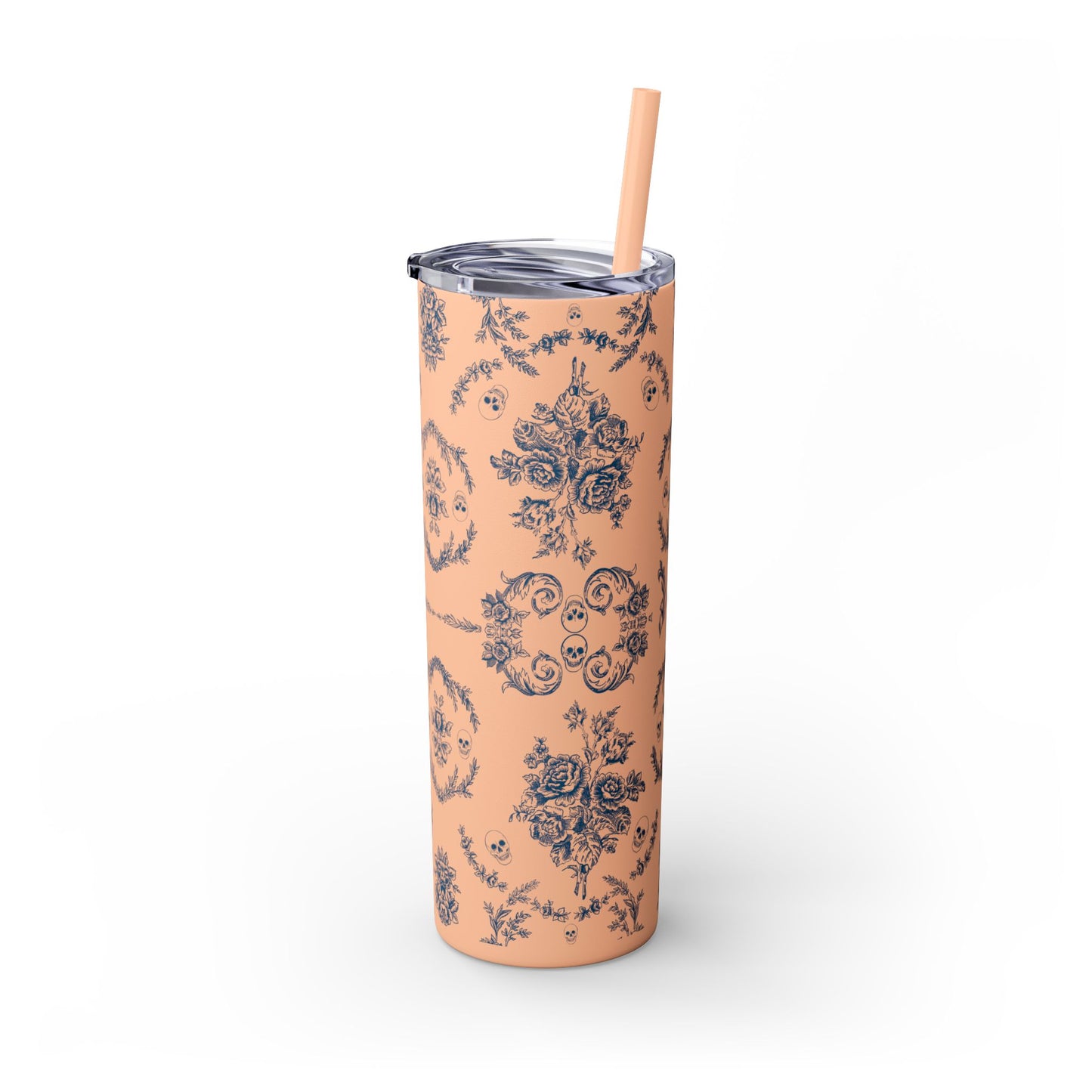 Old Money Halloween Floral Skinny Tumbler with Straw, 20oz | Perfect for Coffee, Tea, Smoothies, Eco-Friendly Drinkware, Gift Idea