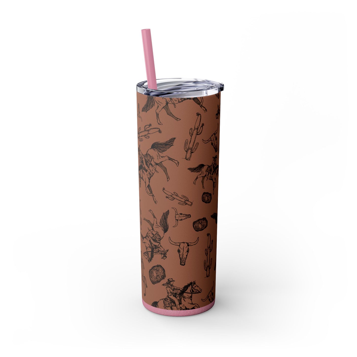 Western-Themed Skinny Tumbler with Straw | 20oz Rodeo Design