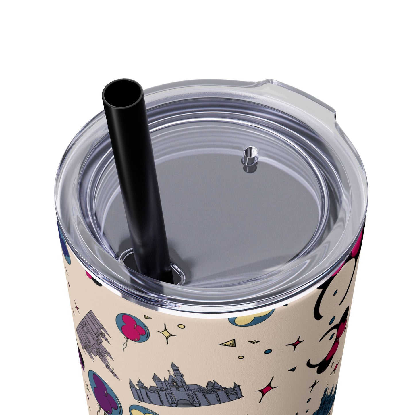 Disney-Inspired Skinny Tumbler with Straw - 20oz, Perfect for Magic Moments!