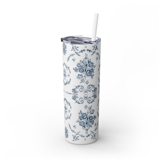 Old Money Halloween Floral Skinny Tumbler with Straw, 20oz | Perfect for Coffee, Tea, Smoothies, Eco-Friendly Drinkware, Gift Idea