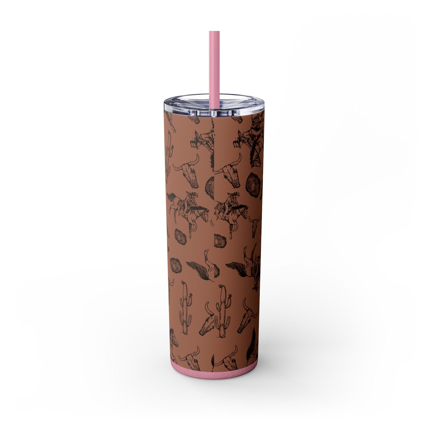 Western-Themed Skinny Tumbler with Straw | 20oz Rodeo Design