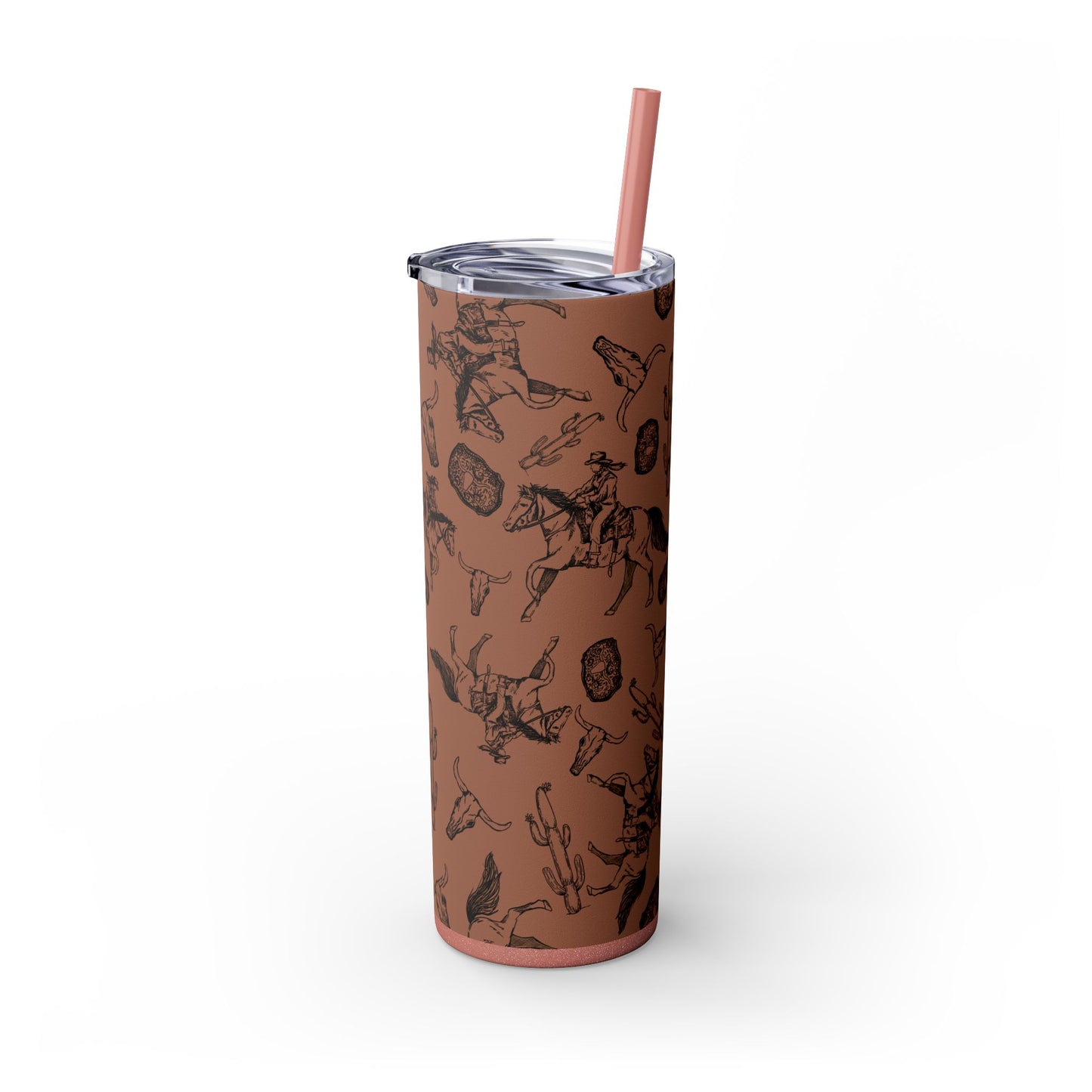 Western-Themed Skinny Tumbler with Straw | 20oz Rodeo Design