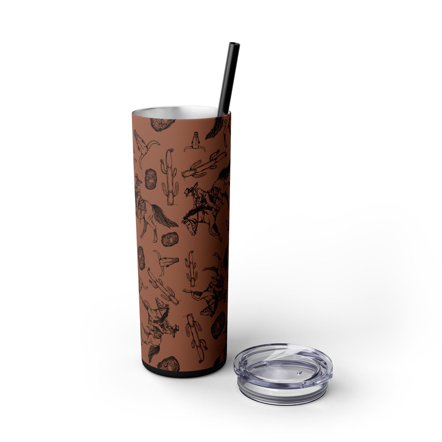 Western-Themed Skinny Tumbler with Straw | 20oz Rodeo Design
