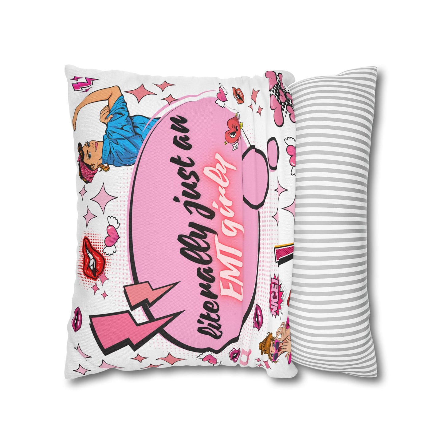 Literally Just an EMT Girly Pillowcase, Fun Decor, Gift for EMTs, Hospital Decor, Nursing Home Accent, Quirky Home Decor