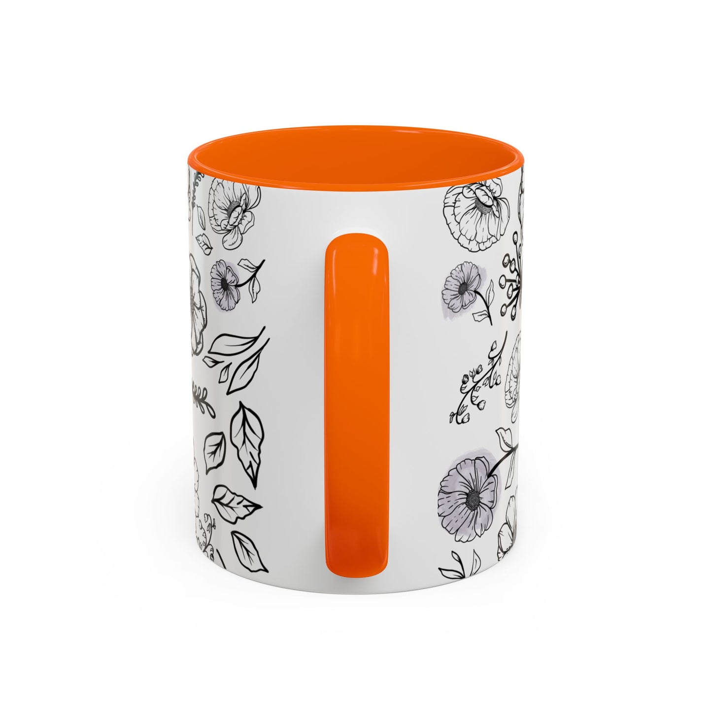 Handdrawn Floral Garden Coffee Mug - 11 & 15oz Black & White Design