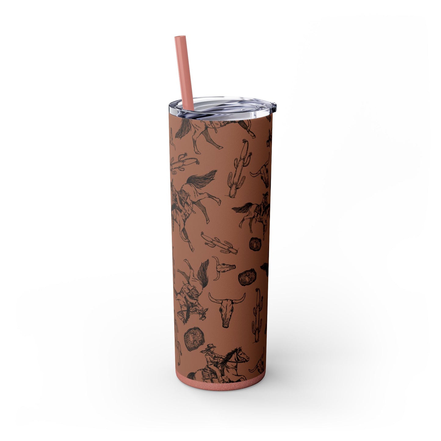 Western-Themed Skinny Tumbler with Straw | 20oz Rodeo Design
