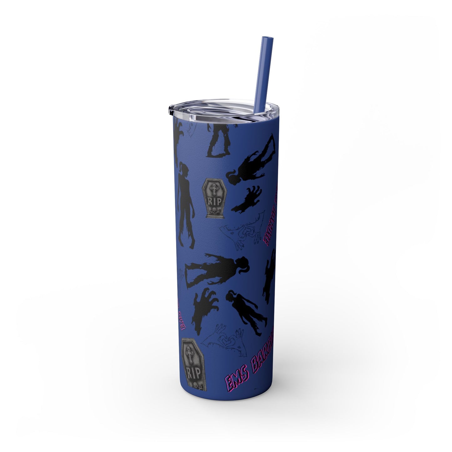 EMS Barbie Skinny Tumbler with Straw | EMS Travel Cup | zombie Drinkware| EMT Gift |Horror Movie Lover Cup