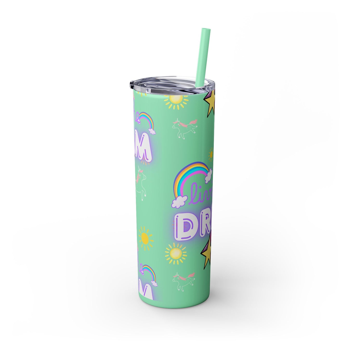 Living the Dream Skinny Tumbler with Straw - 20oz Inspirational Drinkware funny gift for nurses, EMT’s, paramedics, teachers