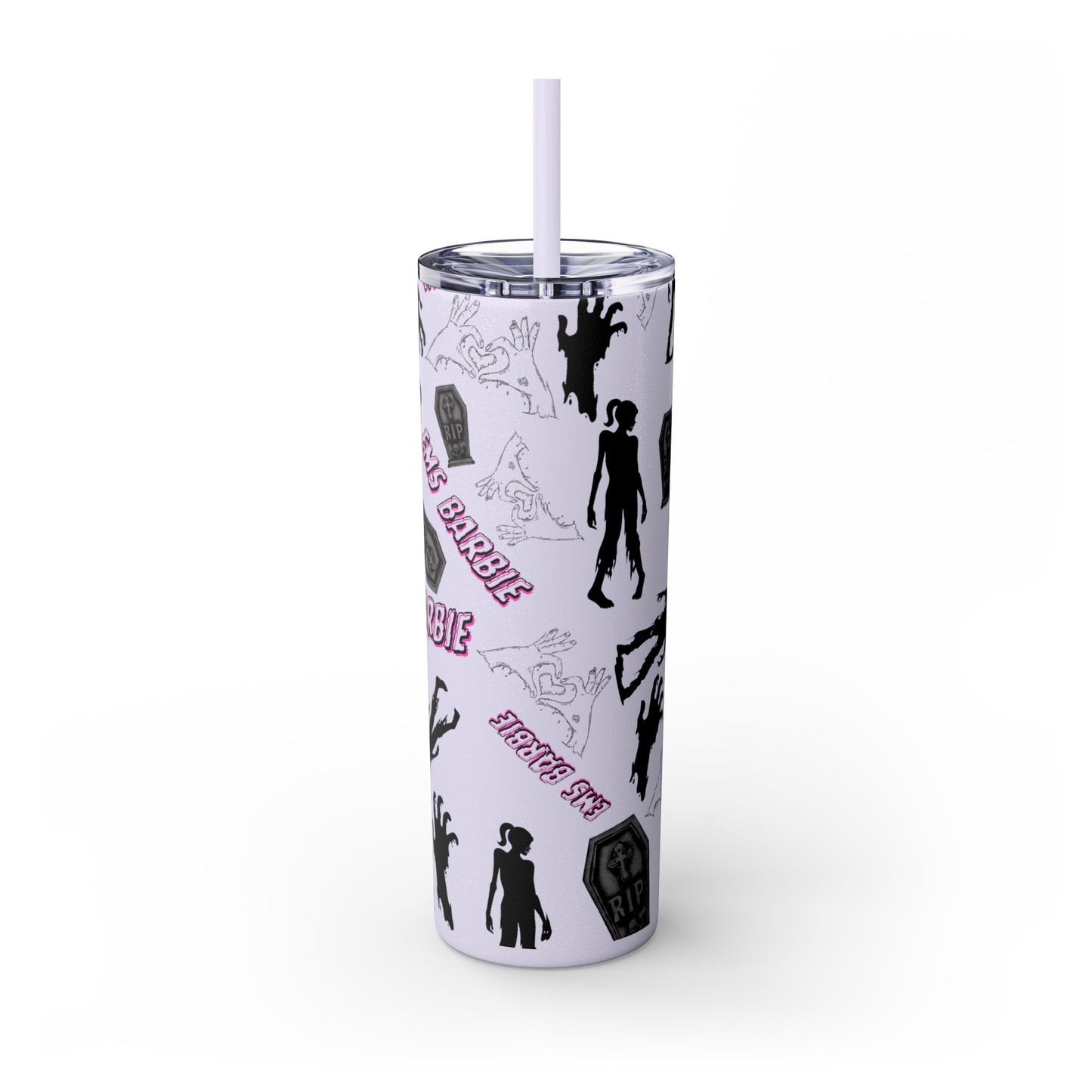 EMS Barbie Skinny Tumbler with Straw | EMS Travel Cup | zombie Drinkware| EMT Gift |Horror Movie Lover Cup