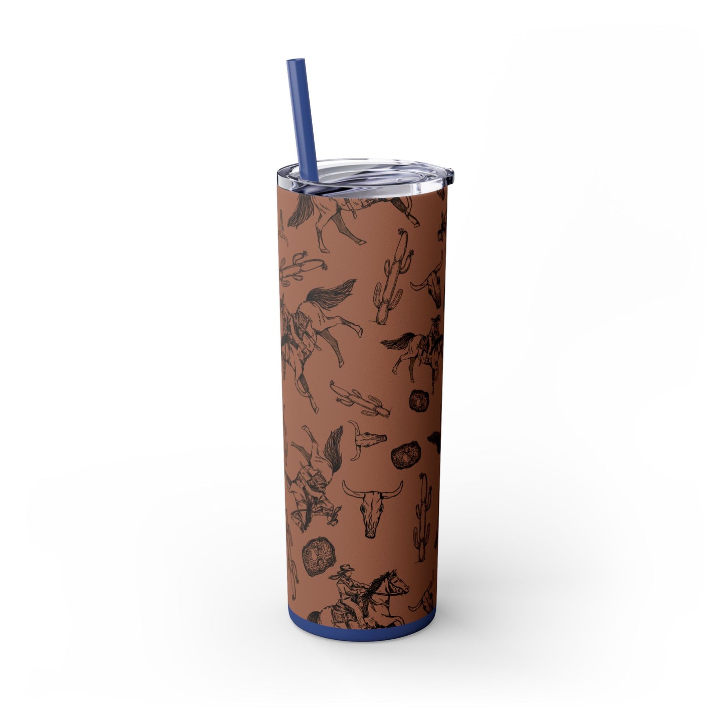 Western-Themed Skinny Tumbler with Straw | 20oz Rodeo Design
