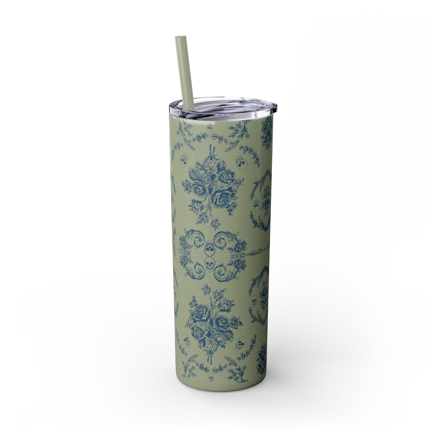 Old Money Halloween Floral Skinny Tumbler with Straw, 20oz | Perfect for Coffee, Tea, Smoothies, Eco-Friendly Drinkware, Gift Idea