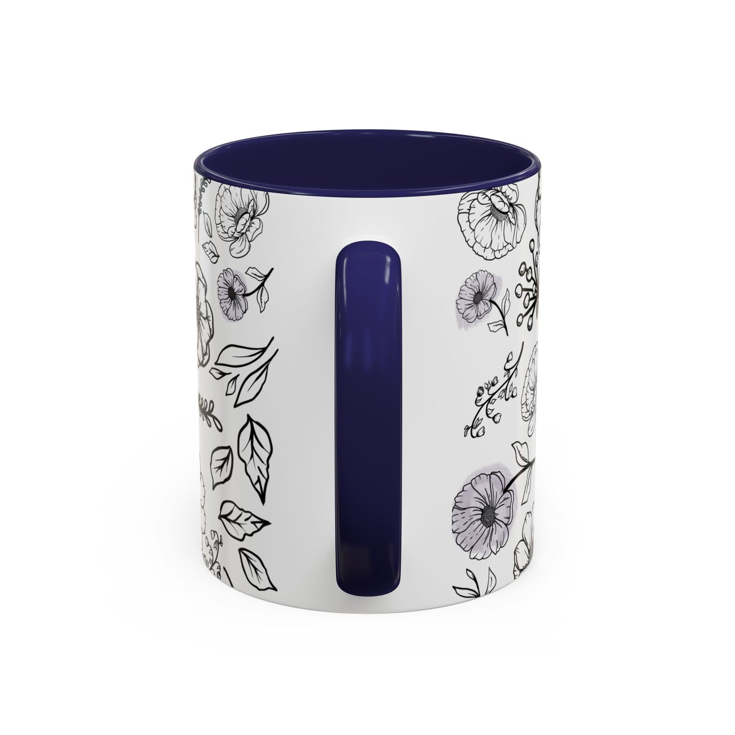 Handdrawn Floral Garden Coffee Mug - 11 & 15oz Black & White Design