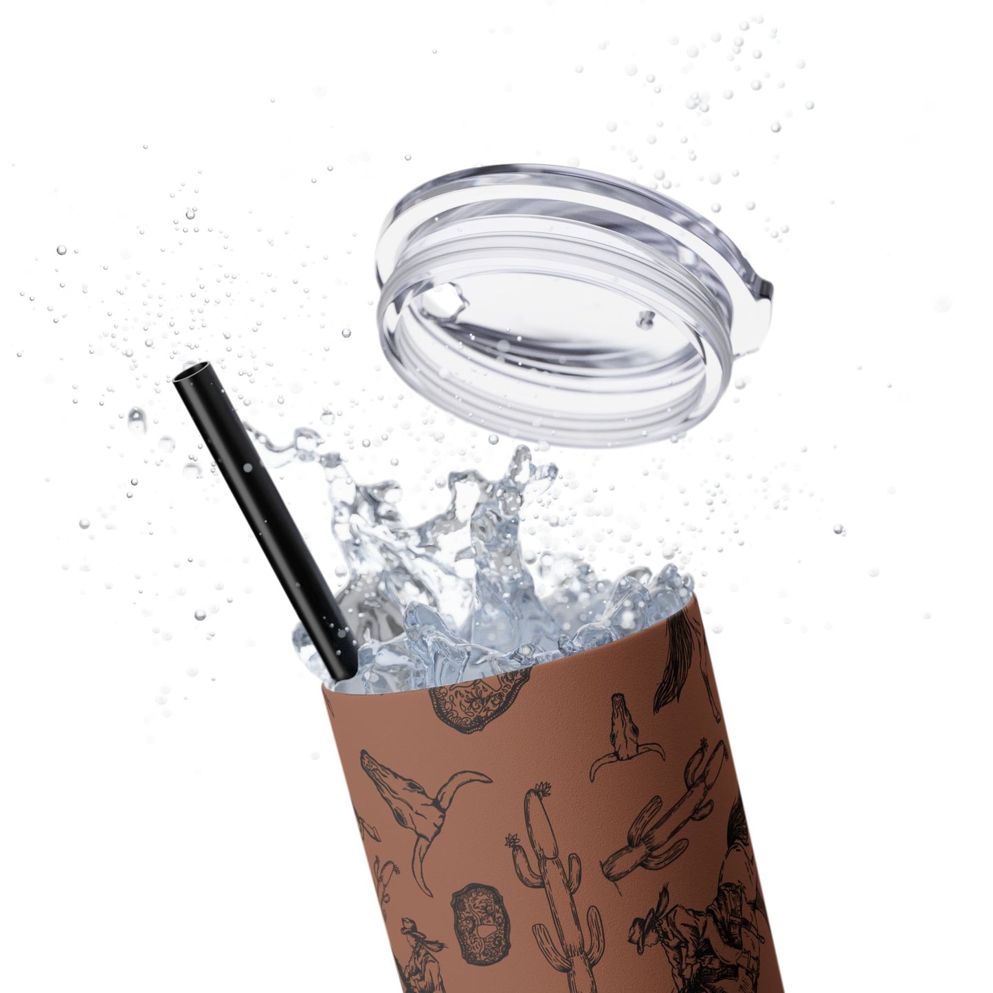 Western-Themed Skinny Tumbler with Straw | 20oz Rodeo Design