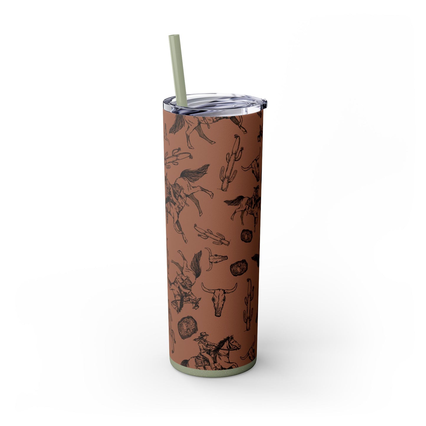 Western-Themed Skinny Tumbler with Straw | 20oz Rodeo Design