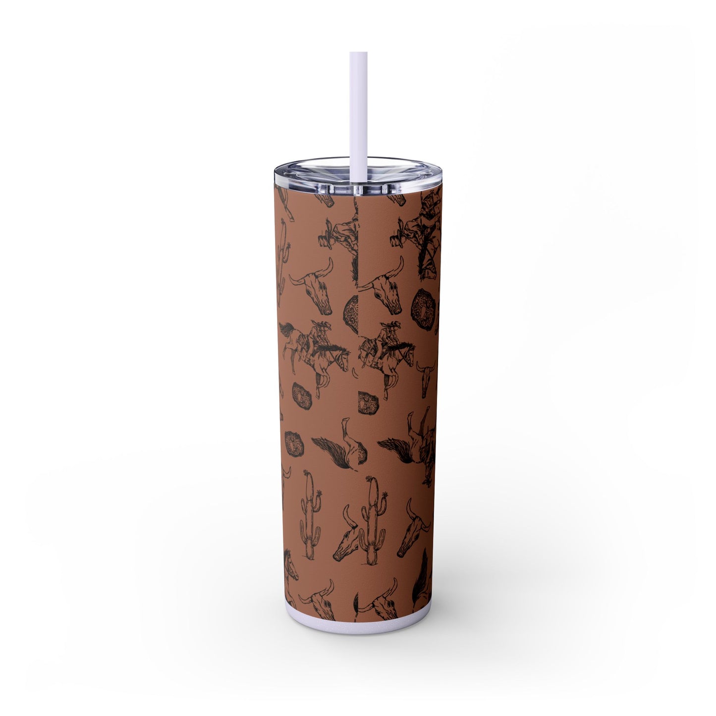 Western-Themed Skinny Tumbler with Straw | 20oz Rodeo Design