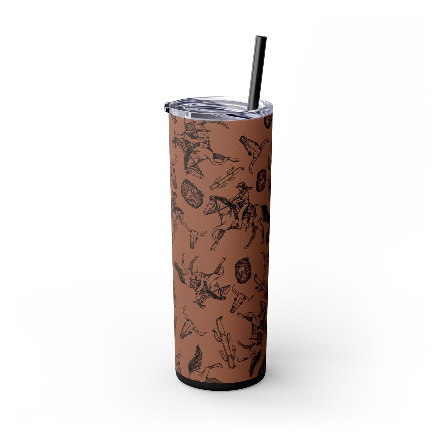 Western-Themed Skinny Tumbler with Straw | 20oz Rodeo Design