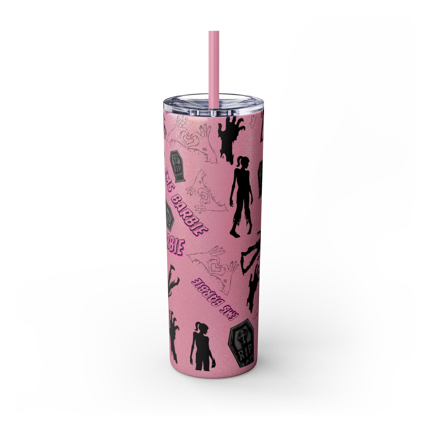 EMS Barbie Skinny Tumbler with Straw | EMS Travel Cup | zombie Drinkware| EMT Gift |Horror Movie Lover Cup