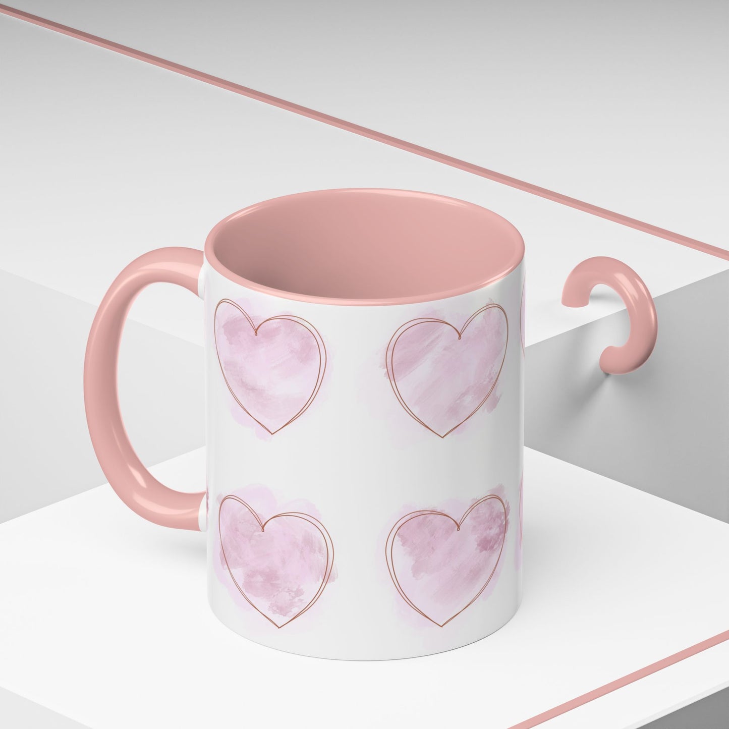Watercolor Pink Heart Coffee Mug - Perfect for Mother’s Day