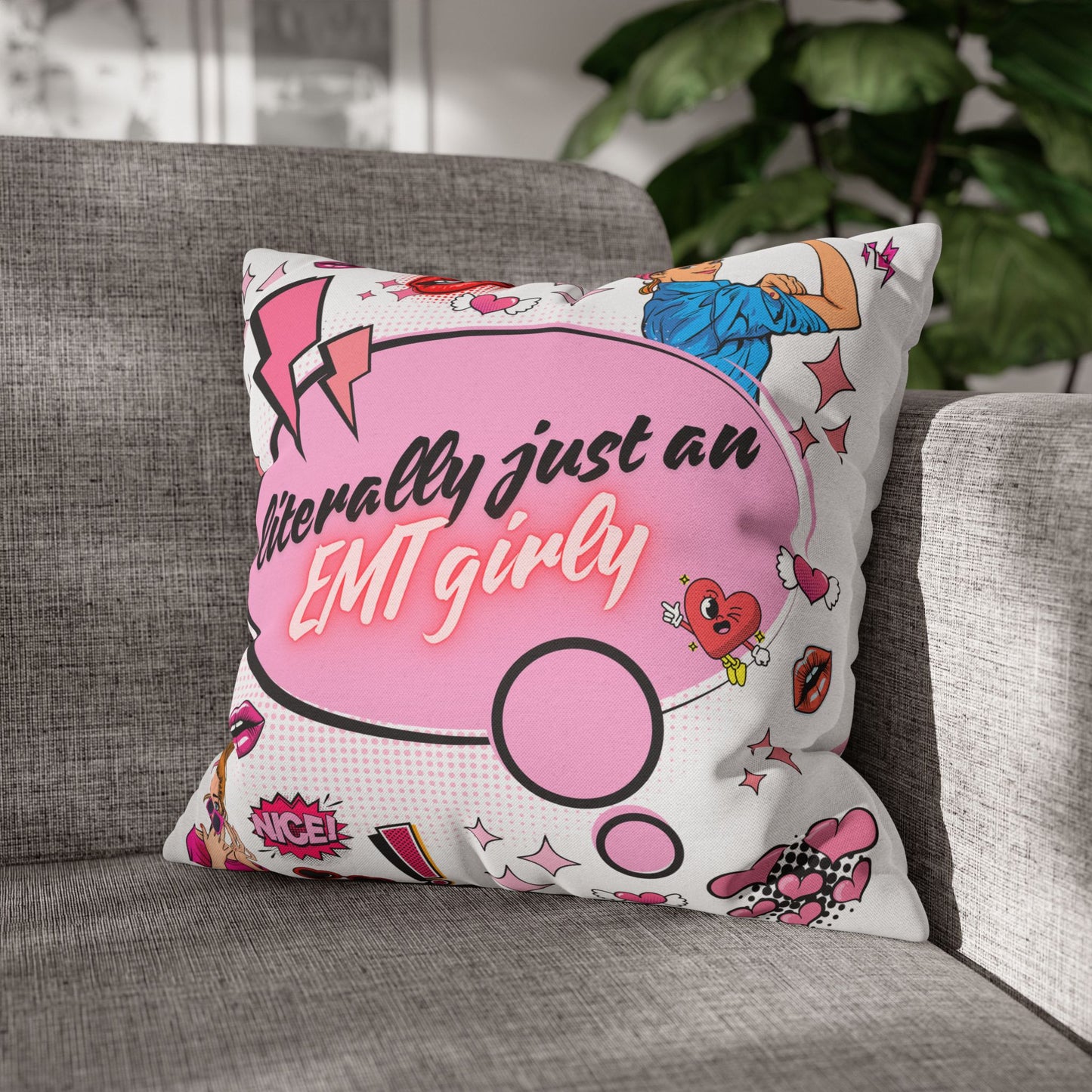 Literally Just an EMT Girly Pillowcase, Fun Decor, Gift for EMTs, Hospital Decor, Nursing Home Accent, Quirky Home Decor