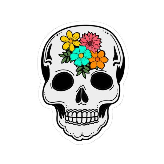 Floral sugar Skull Kiss-Cut Stickers | Day of the Dead Decor & Laptop Accessories