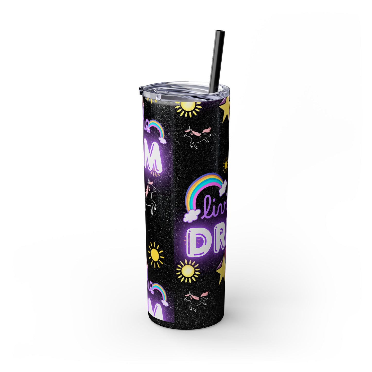 Living the Dream Skinny Tumbler with Straw - 20oz Inspirational Drinkware funny gift for nurses, EMT’s, paramedics, teachers