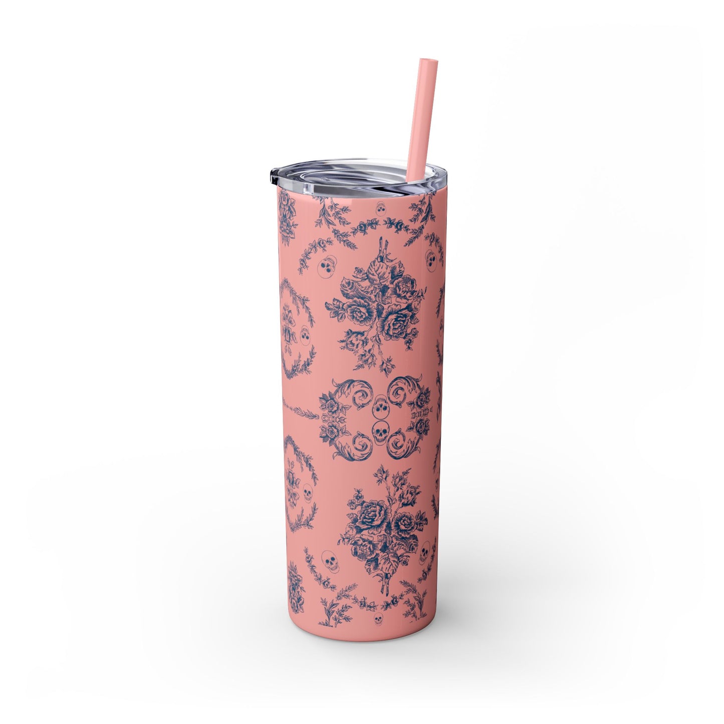 Old Money Halloween Floral Skinny Tumbler with Straw, 20oz | Perfect for Coffee, Tea, Smoothies, Eco-Friendly Drinkware, Gift Idea