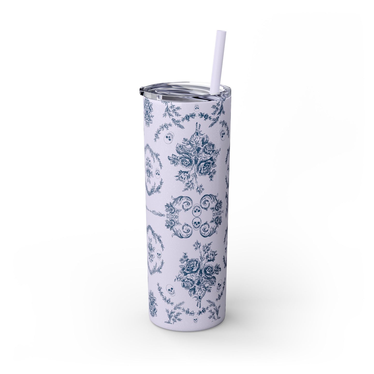 Old Money Halloween Floral Skinny Tumbler with Straw, 20oz | Perfect for Coffee, Tea, Smoothies, Eco-Friendly Drinkware, Gift Idea