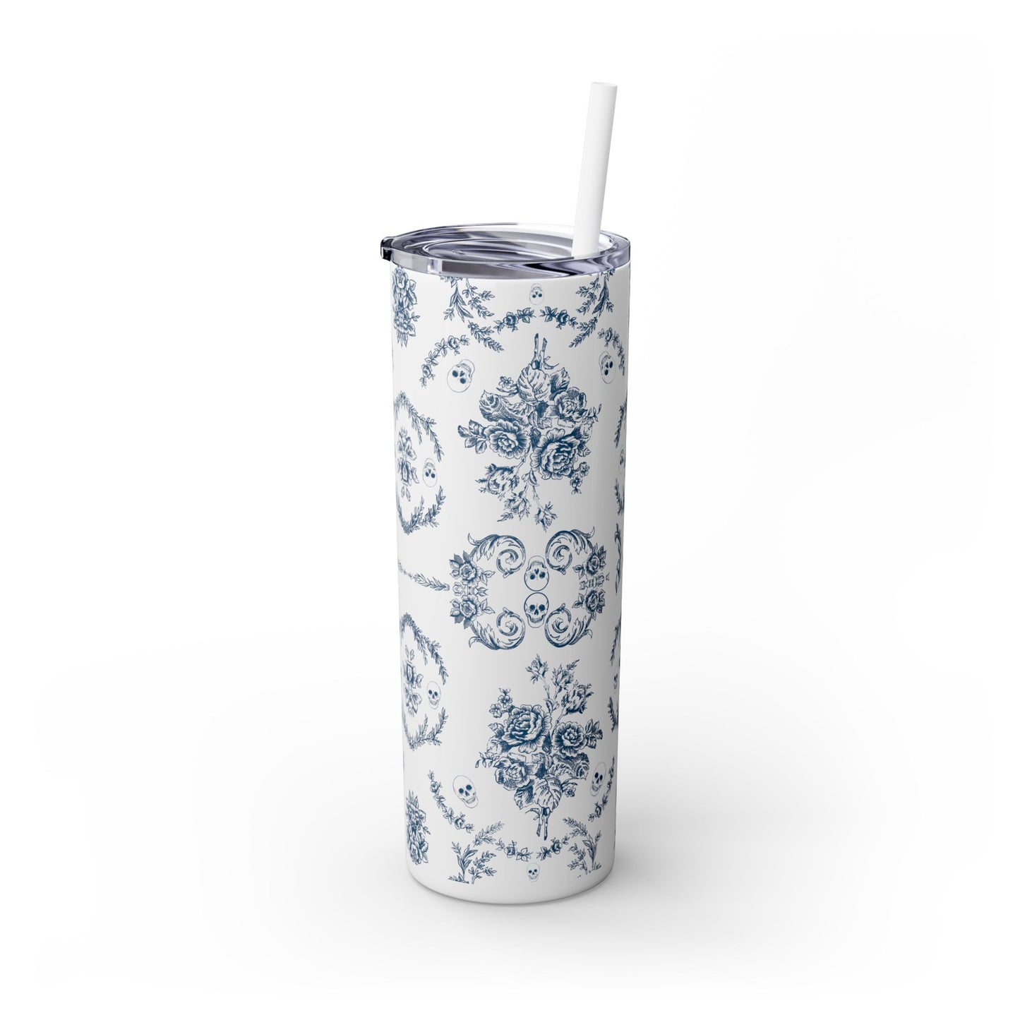 Old Money Halloween Floral Skinny Tumbler with Straw, 20oz | Perfect for Coffee, Tea, Smoothies, Eco-Friendly Drinkware, Gift Idea