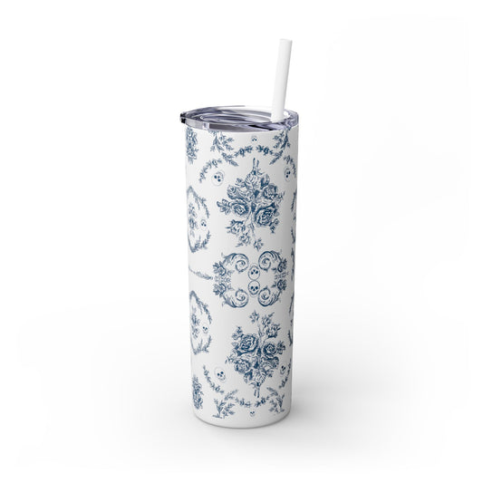 Old Money Halloween Floral Skinny Tumbler with Straw, 20oz | Perfect for Coffee, Tea, Smoothies, Eco-Friendly Drinkware, Gift Idea