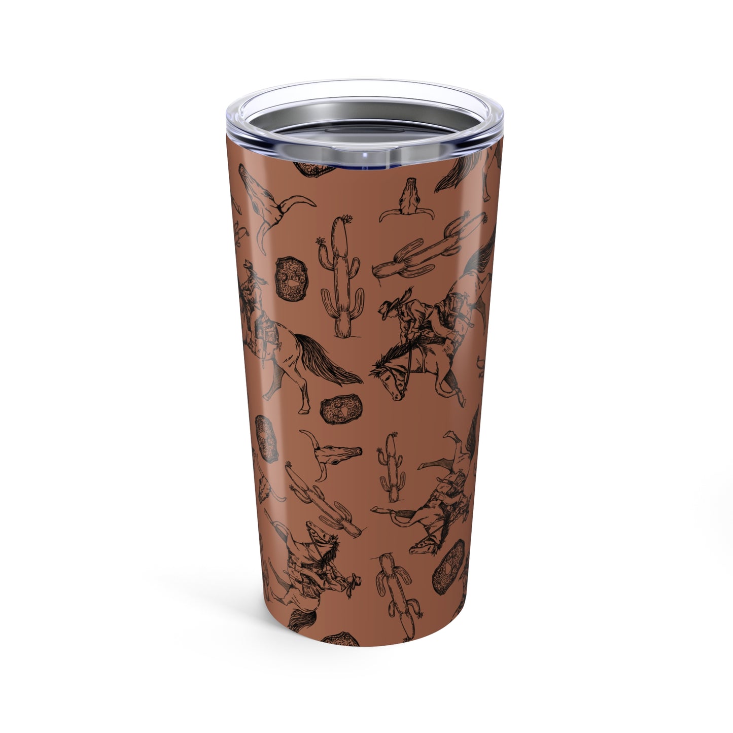 Western Cowboy Tumbler 20oz - Rustic Horse Design, Adventure Lover's Travel Mug