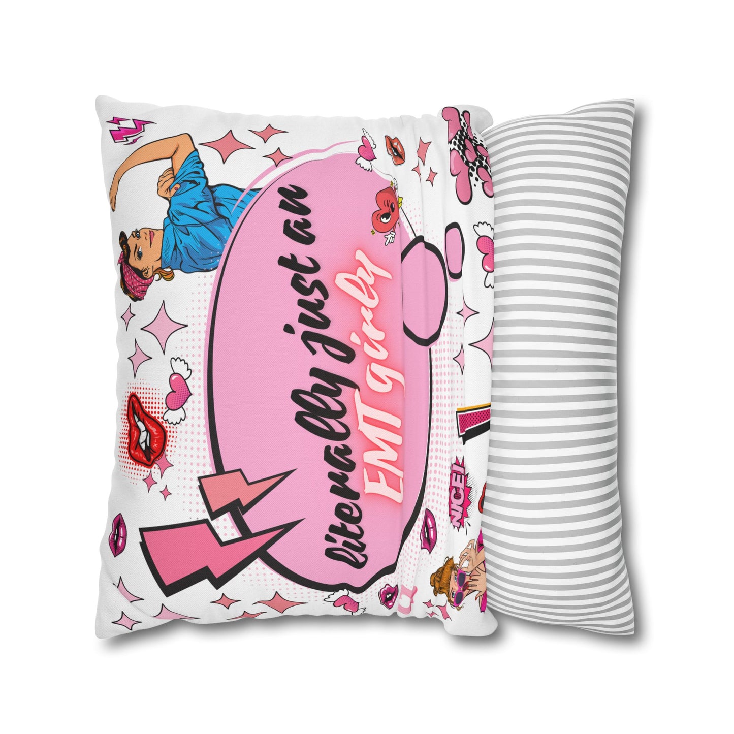 Literally Just an EMT Girly Pillowcase, Fun Decor, Gift for EMTs, Hospital Decor, Nursing Home Accent, Quirky Home Decor