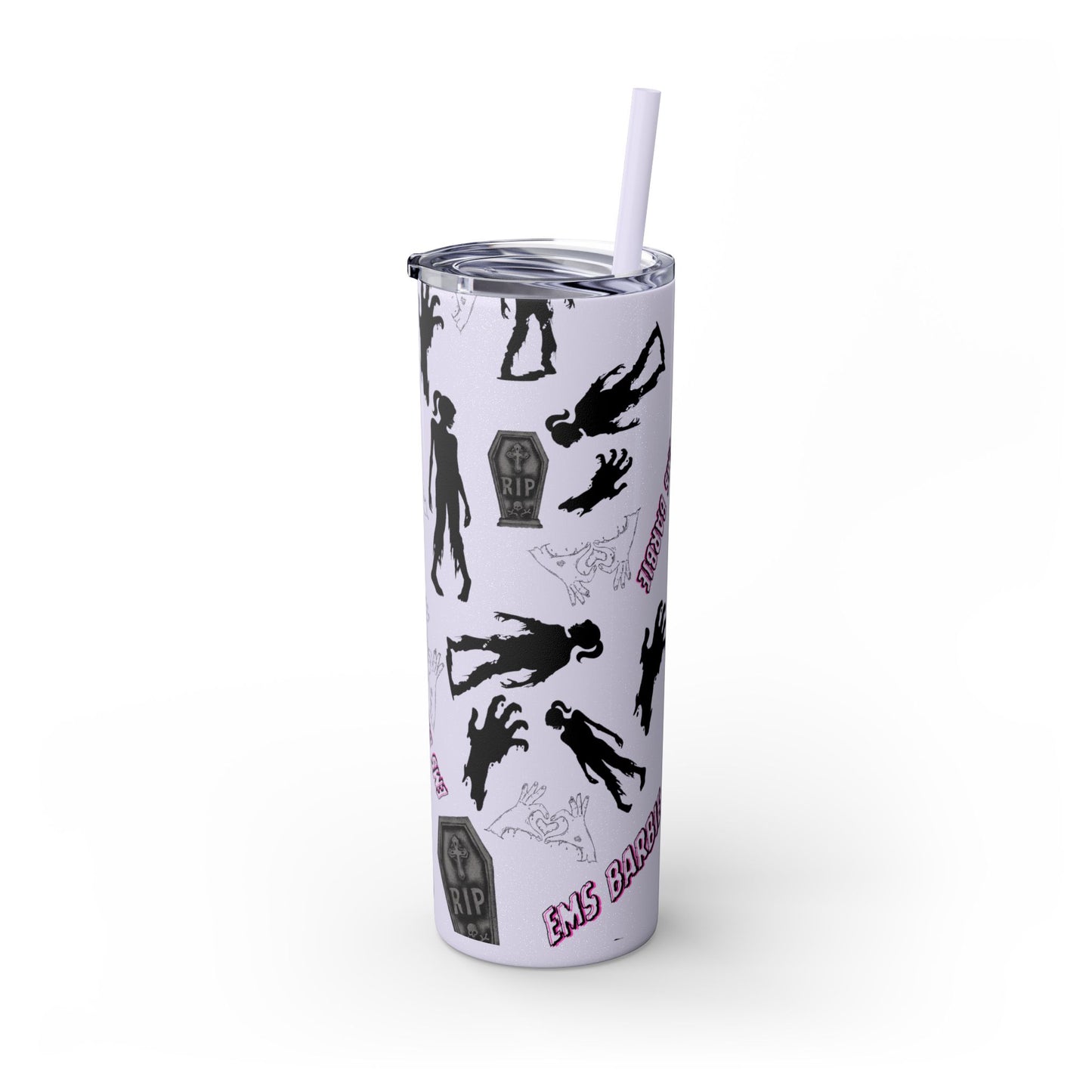 EMS Barbie Skinny Tumbler with Straw | EMS Travel Cup | zombie Drinkware| EMT Gift |Horror Movie Lover Cup