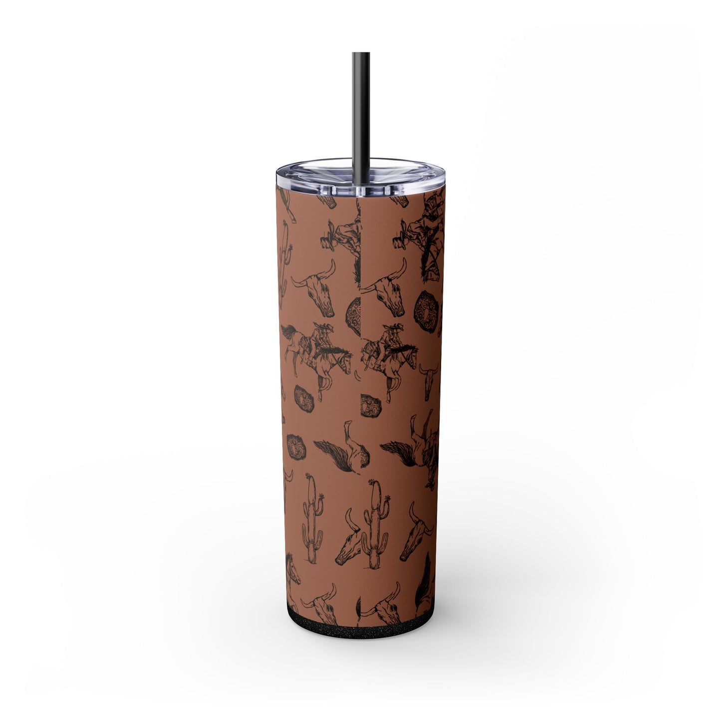 Western-Themed Skinny Tumbler with Straw | 20oz Rodeo Design