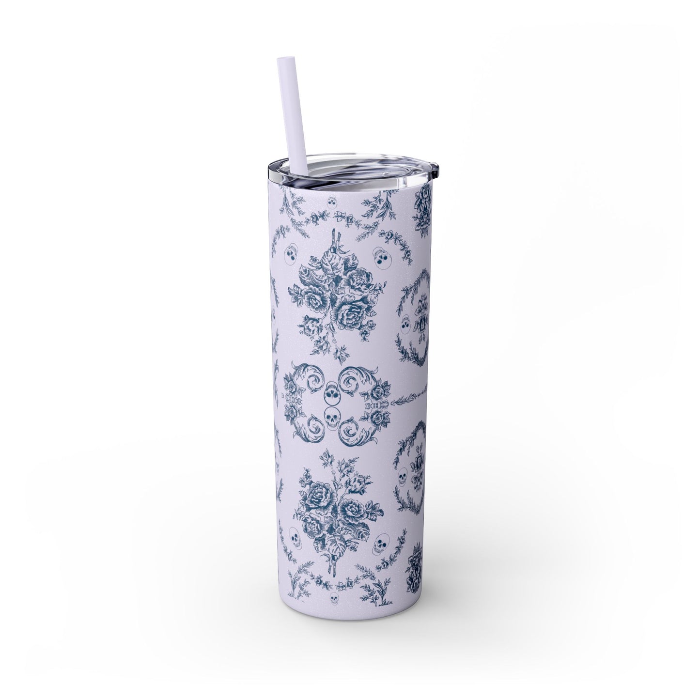 Old Money Halloween Floral Skinny Tumbler with Straw, 20oz | Perfect for Coffee, Tea, Smoothies, Eco-Friendly Drinkware, Gift Idea