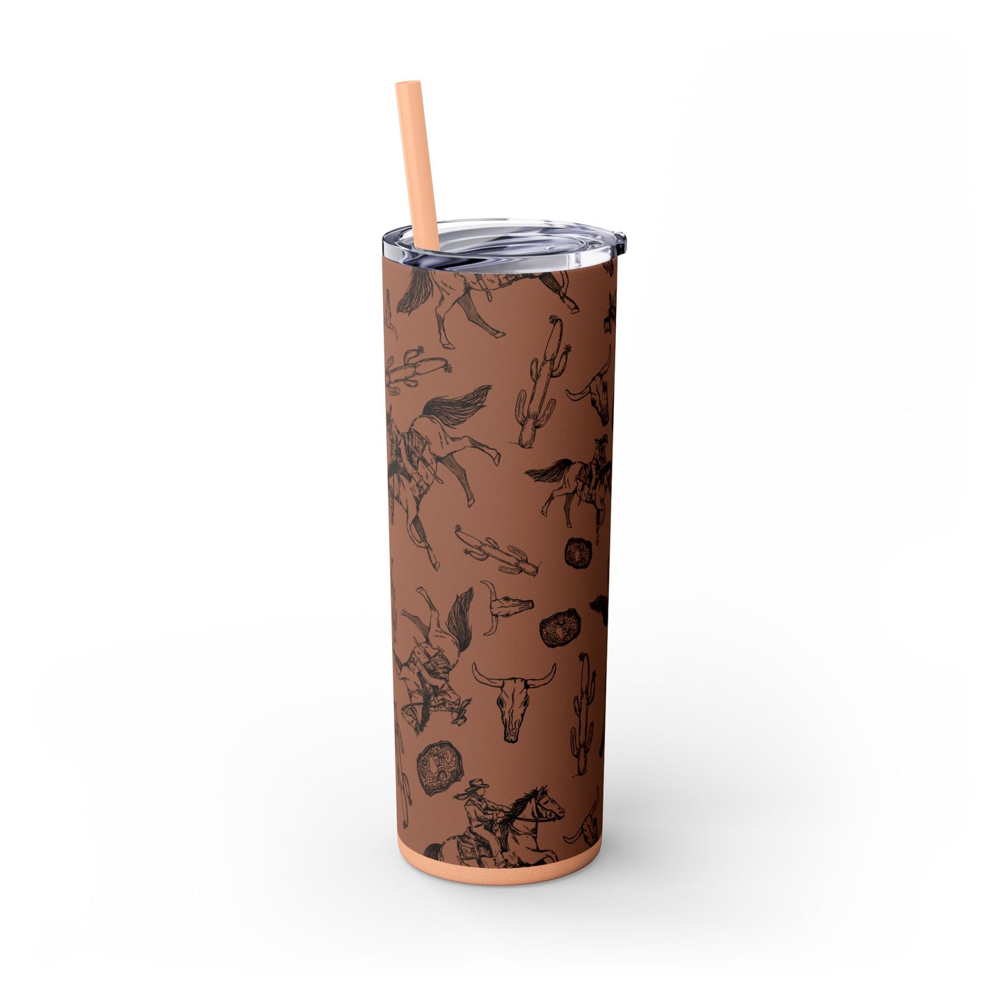 Western-Themed Skinny Tumbler with Straw | 20oz Rodeo Design