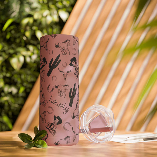 Stylish Cowgirl Tumbler - 20oz Travel Mug, Western Decor Drinkware, Gift for Rodeo Lovers, Unique Cactus Cup, Summer Accessory