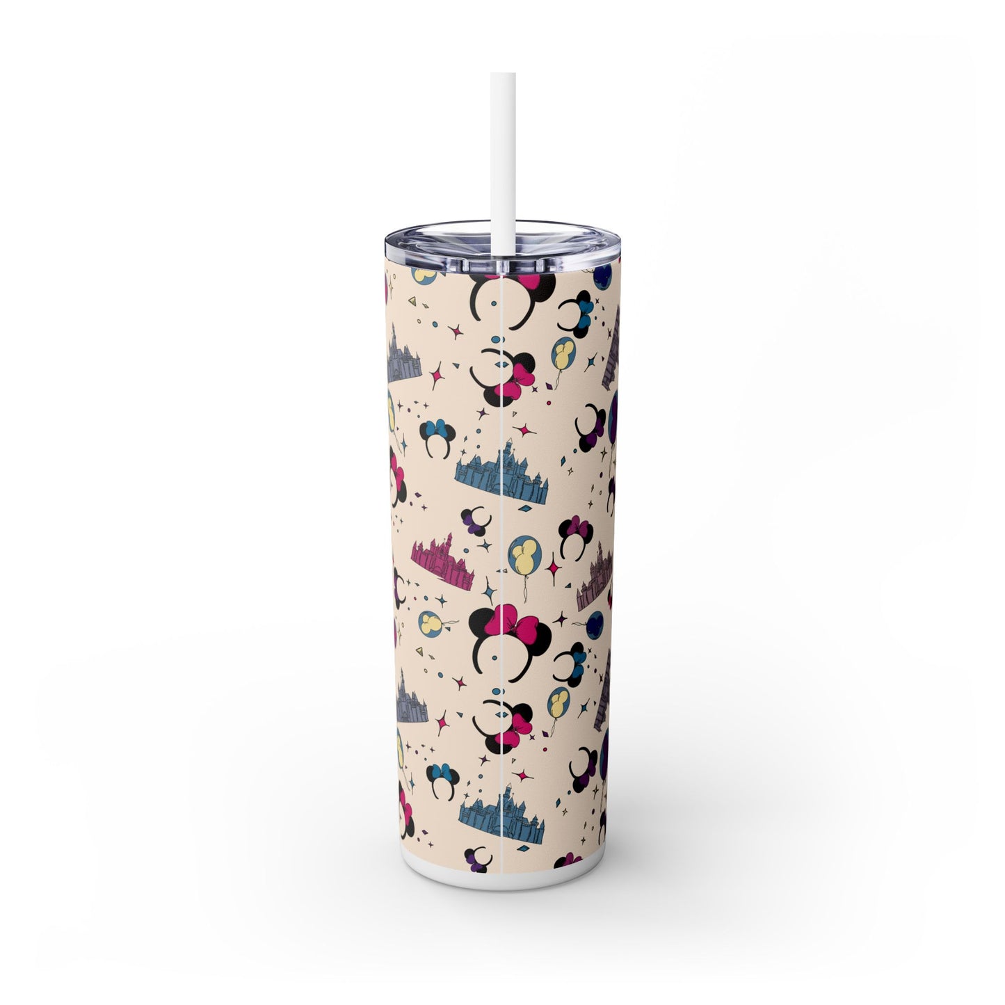 Disney-Inspired Skinny Tumbler with Straw - 20oz, Perfect for Magic Moments!