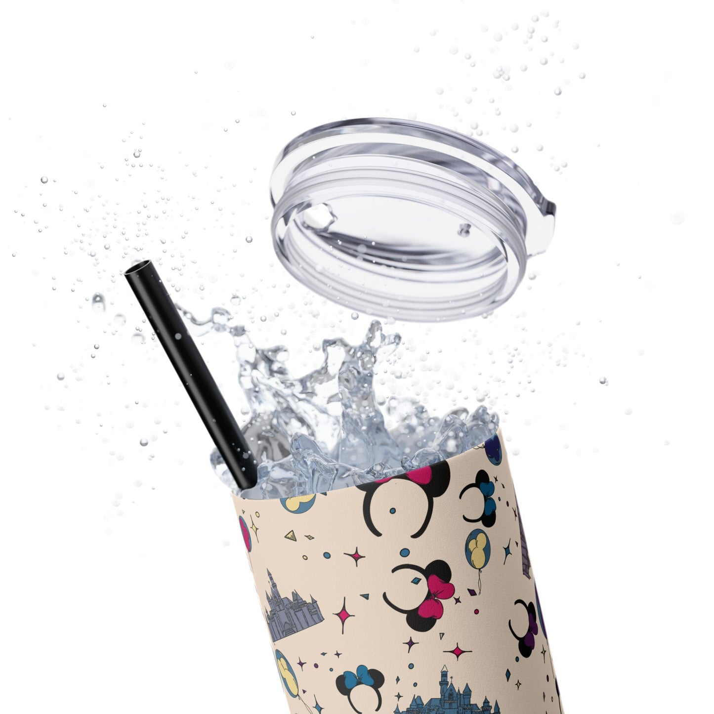 Disney-Inspired Skinny Tumbler with Straw - 20oz, Perfect for Magic Moments!