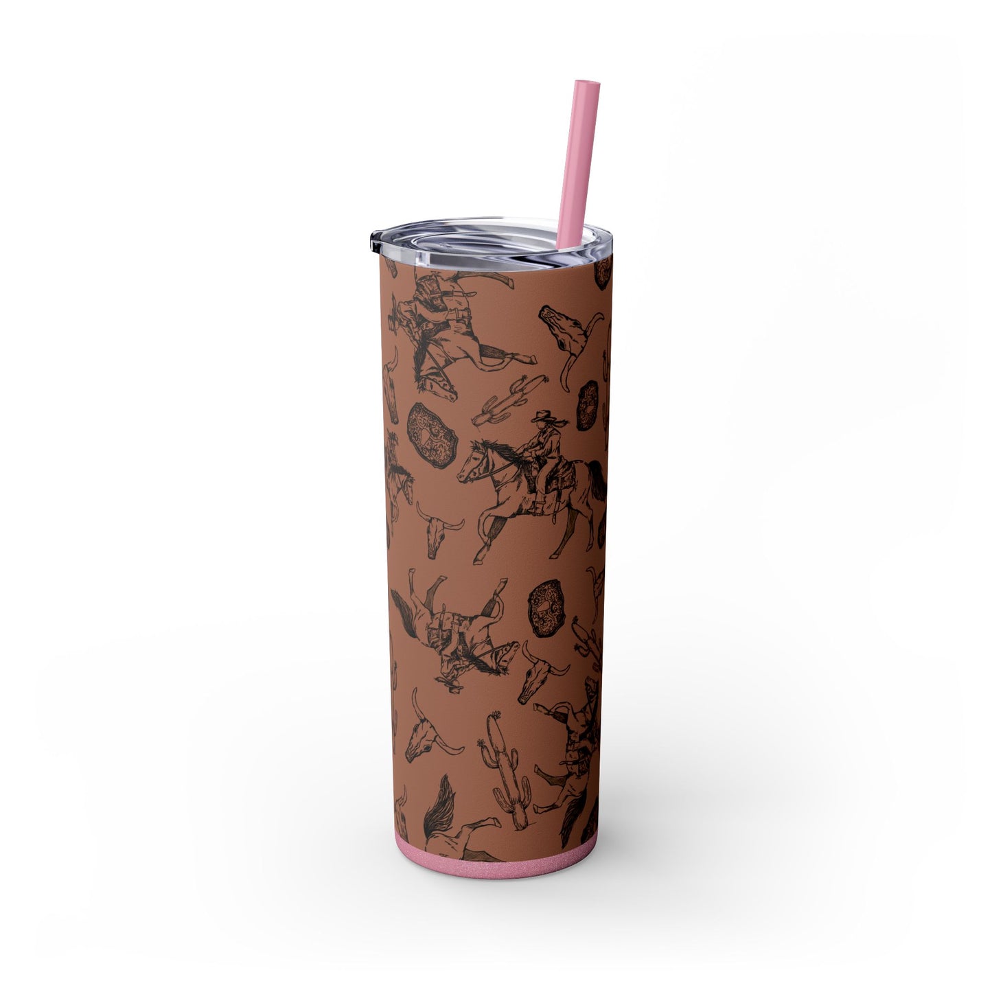 Western-Themed Skinny Tumbler with Straw | 20oz Rodeo Design