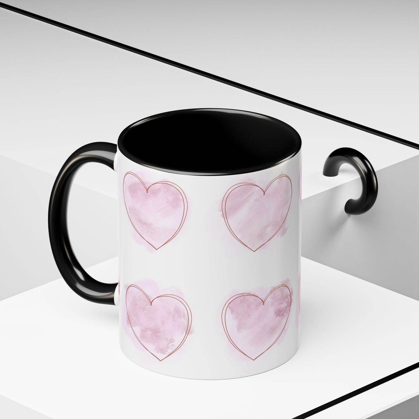 Watercolor Pink Heart Coffee Mug - Perfect for Mother’s Day