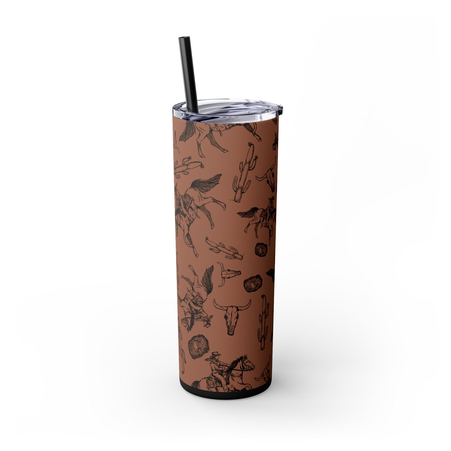 Western-Themed Skinny Tumbler with Straw | 20oz Rodeo Design