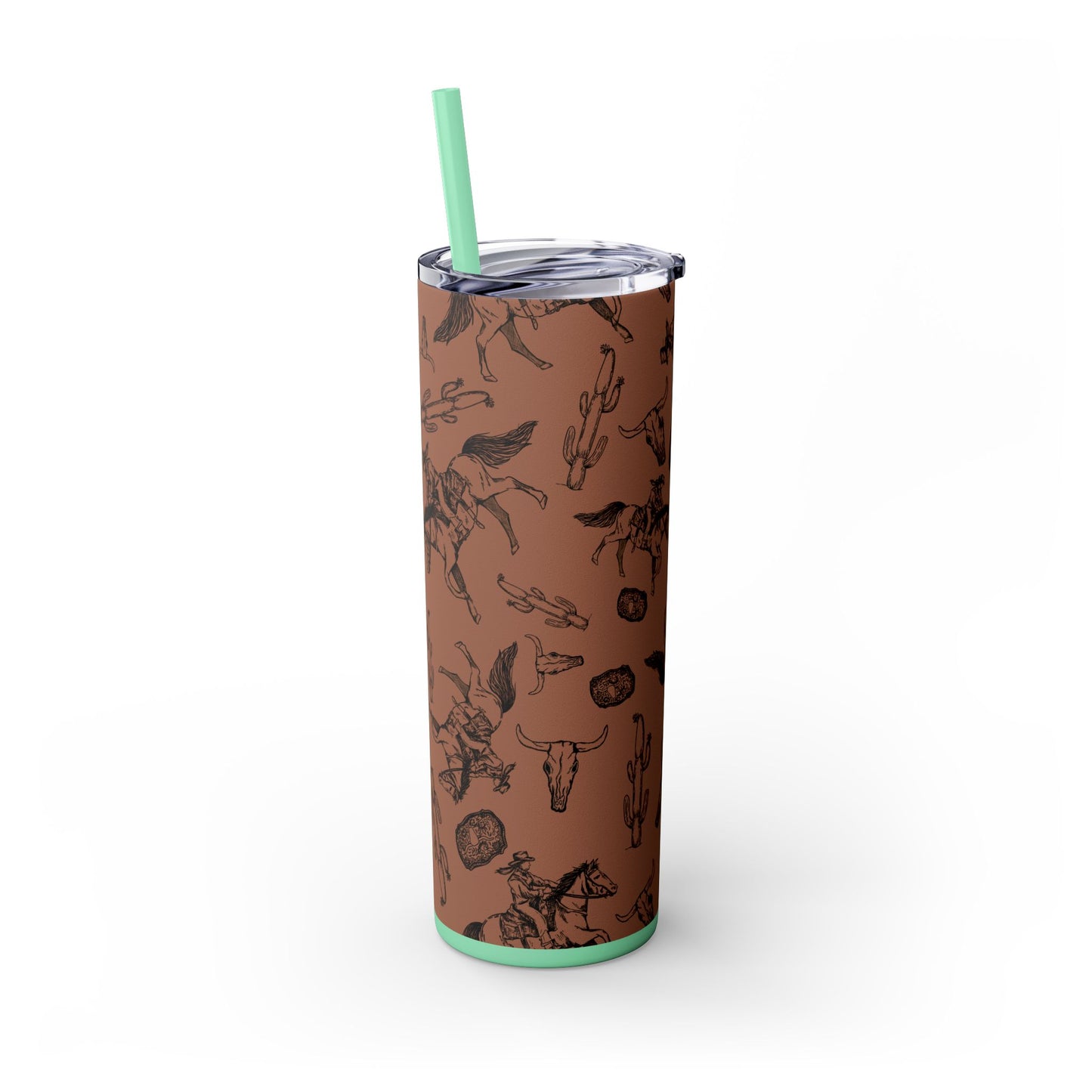 Western-Themed Skinny Tumbler with Straw | 20oz Rodeo Design