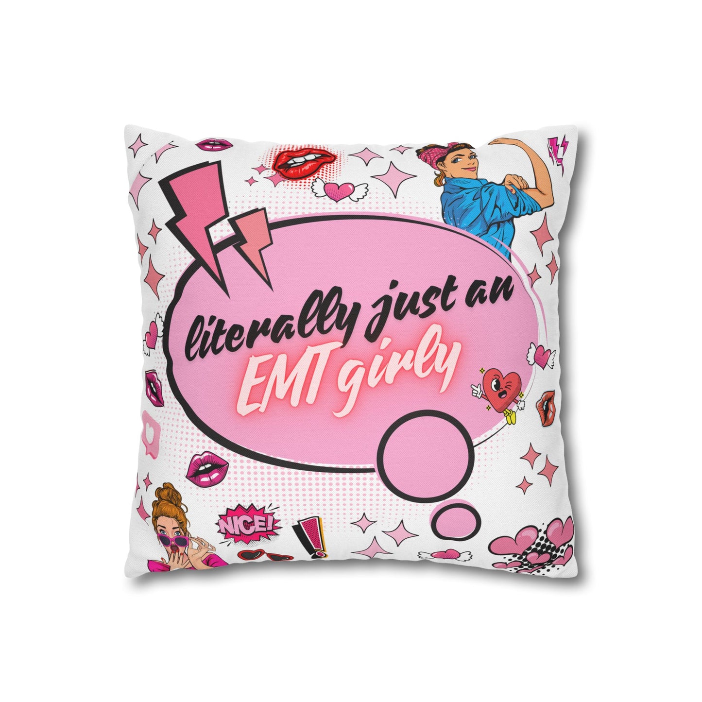 Literally Just an EMT Girly Pillowcase, Fun Decor, Gift for EMTs, Hospital Decor, Nursing Home Accent, Quirky Home Decor