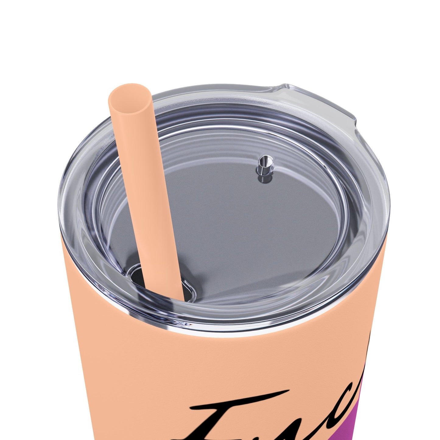 Funny 20oz Skinny Tumbler with Straw - "Fuck You" Design