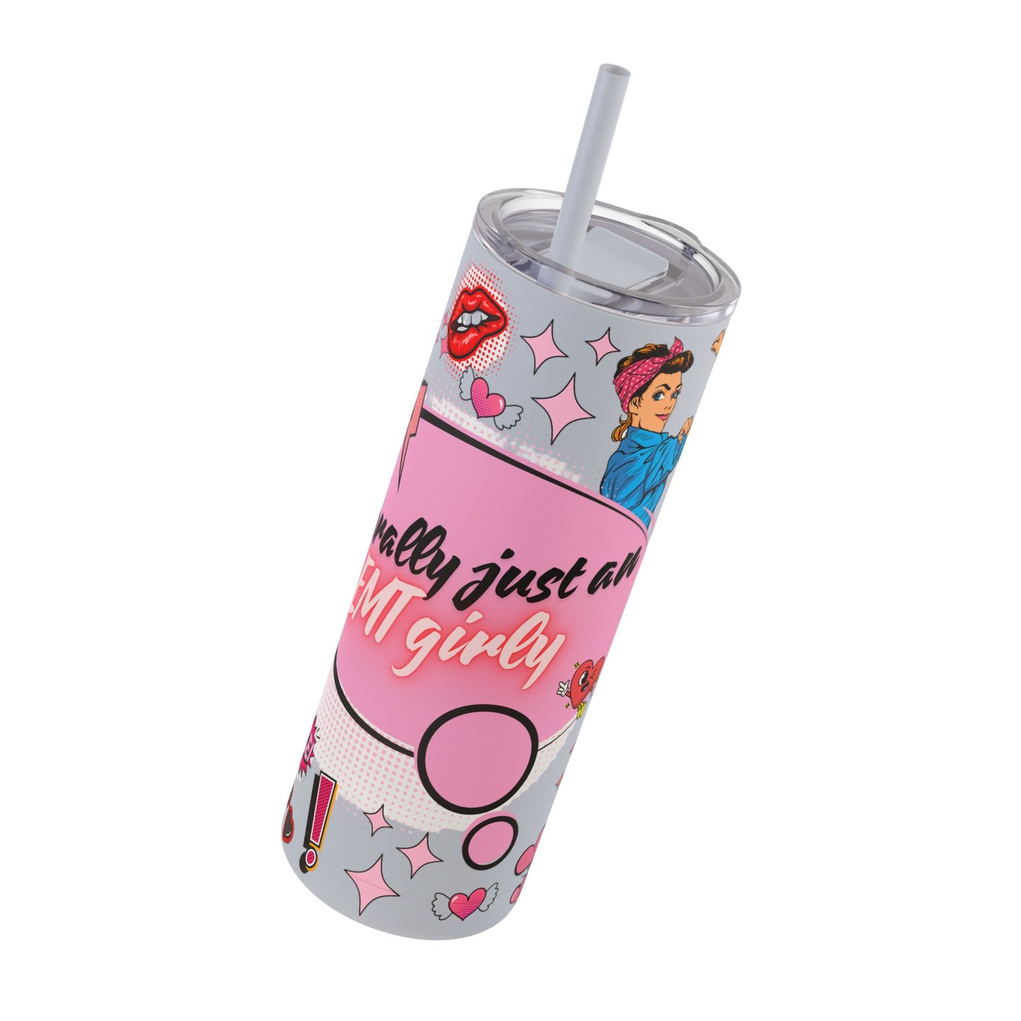 EMT Girly Skinny Tumbler - 20oz Matte Drinkware for Medical Professionals