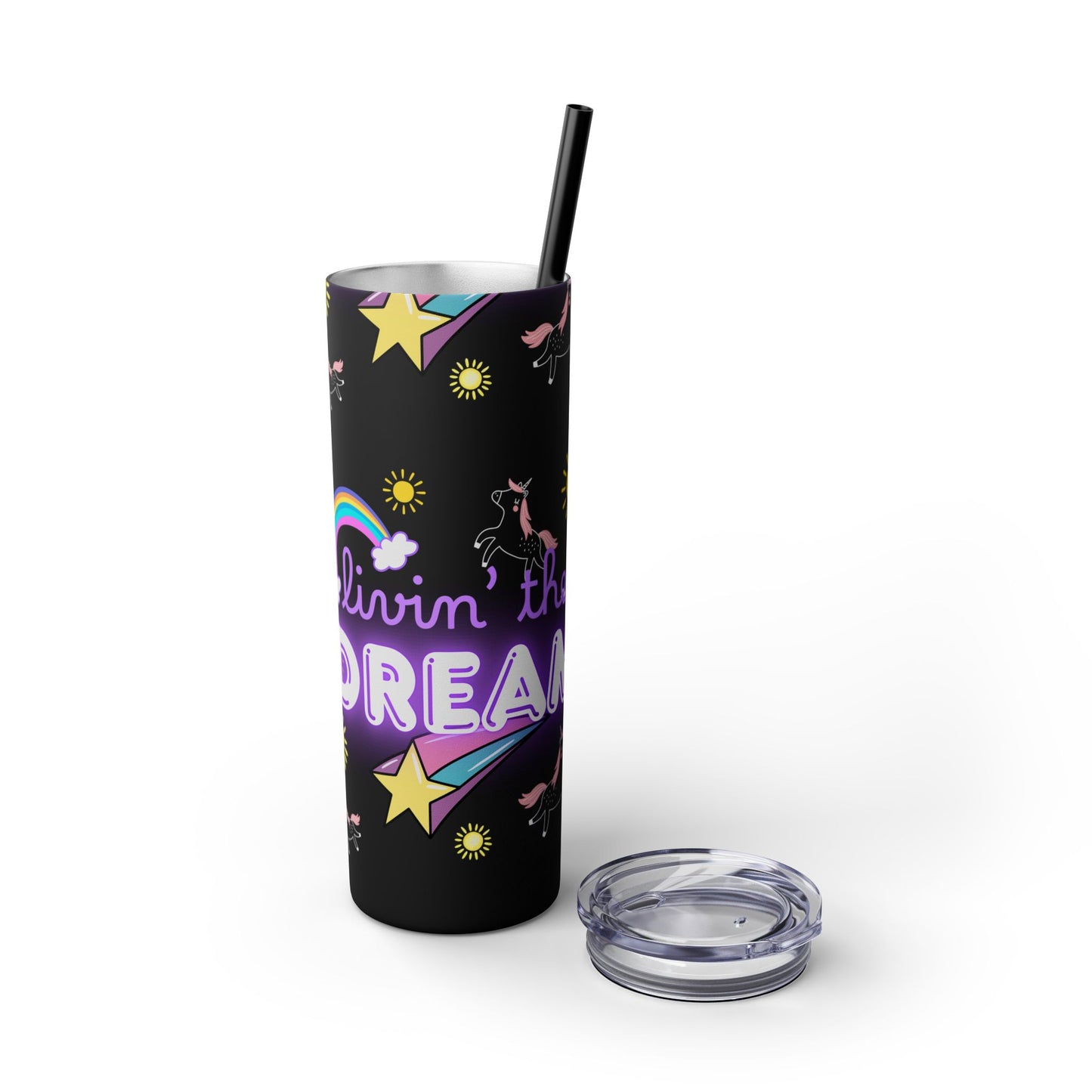 Living the Dream Skinny Tumbler with Straw - 20oz Inspirational Drinkware funny gift for nurses, EMT’s, paramedics, teachers