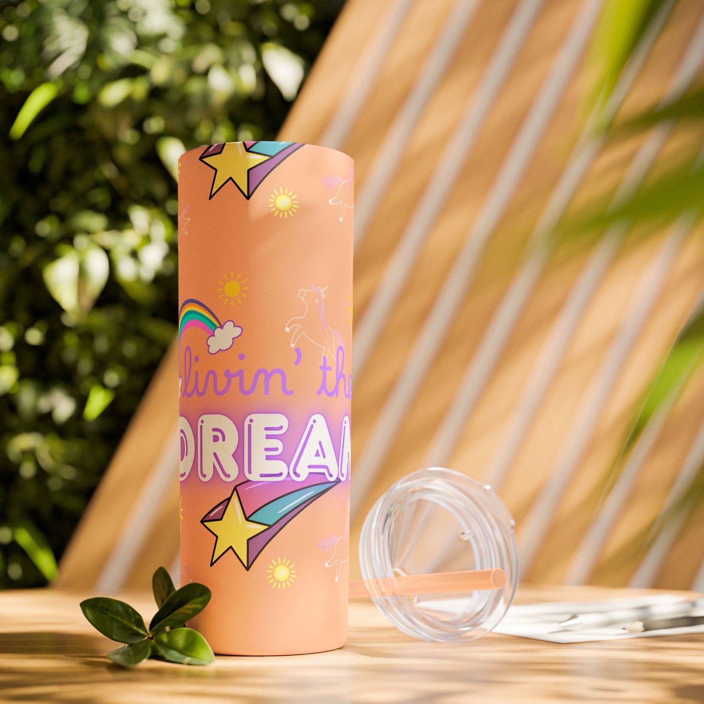 Living the Dream Skinny Tumbler with Straw - 20oz Inspirational Drinkware funny gift for nurses, EMT’s, paramedics, teachers