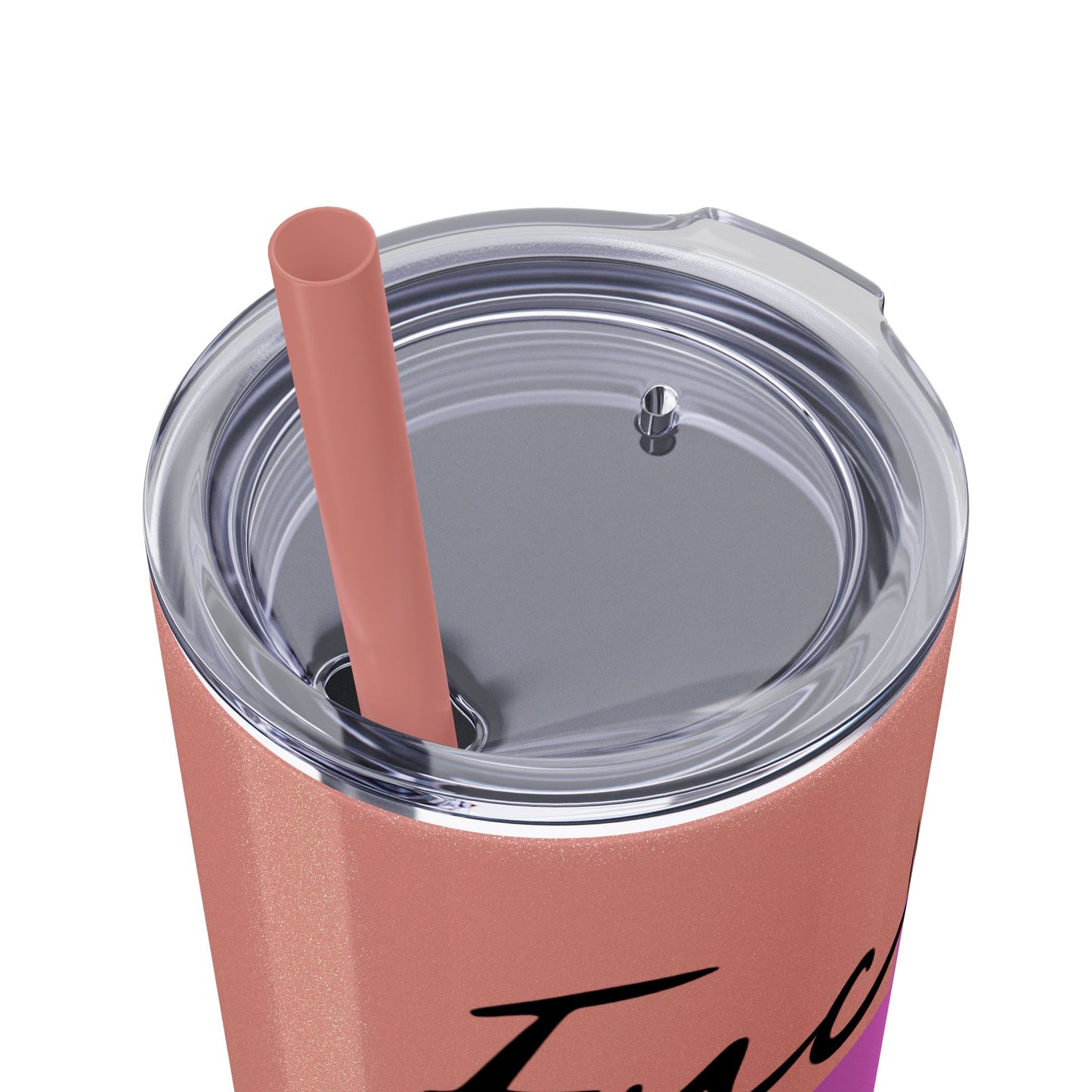 Funny 20oz Skinny Tumbler with Straw - "Fuck You" Design