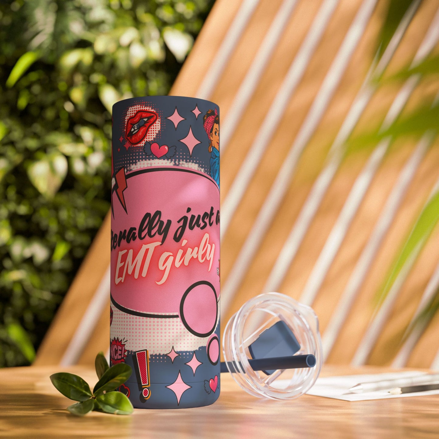 EMT Girly Skinny Tumbler - 20oz Matte Drinkware for Medical Professionals