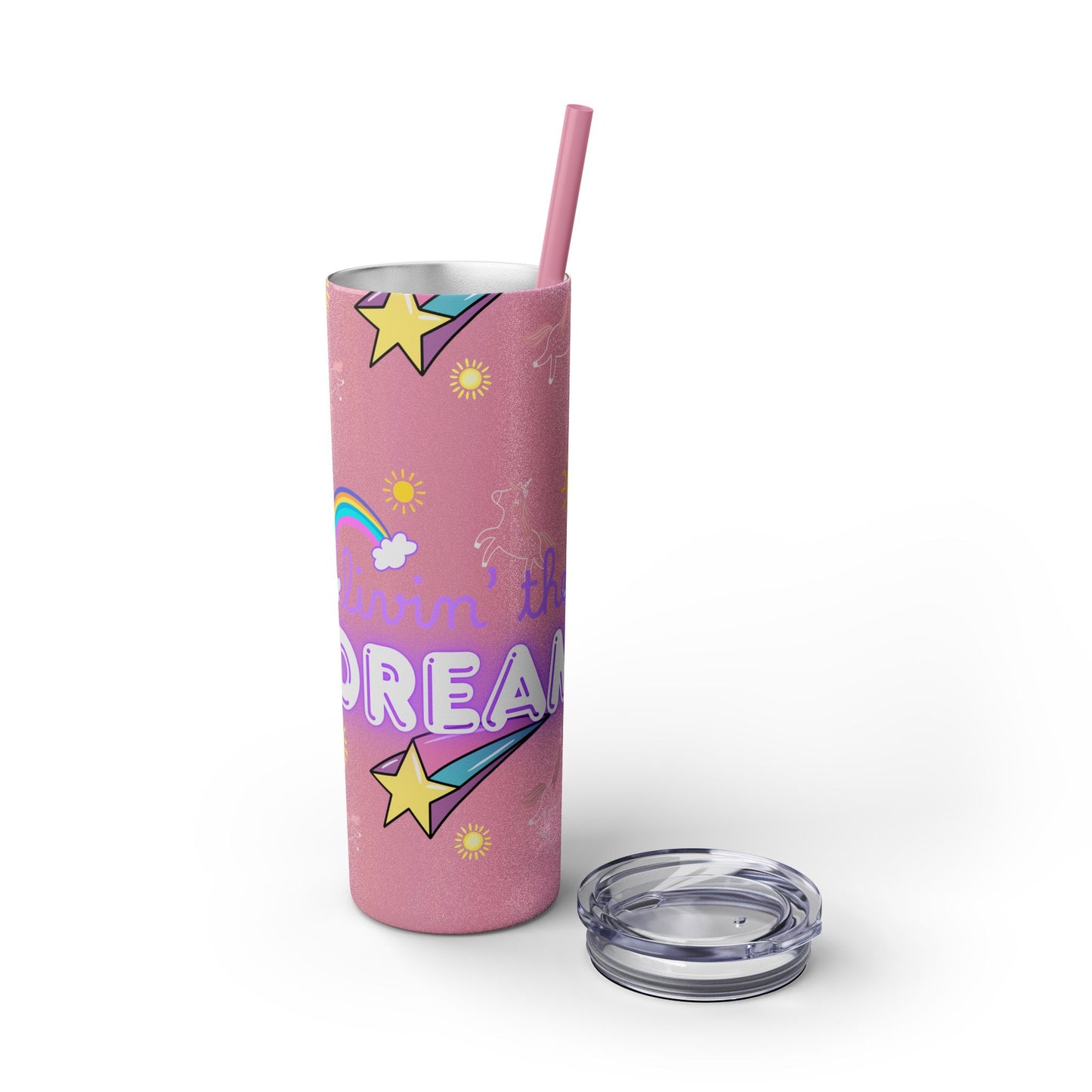 Living the Dream Skinny Tumbler with Straw - 20oz Inspirational Drinkware funny gift for nurses, EMT’s, paramedics, teachers